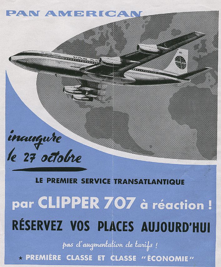 1958, October, A Pan American French language ad promoting new jet service.